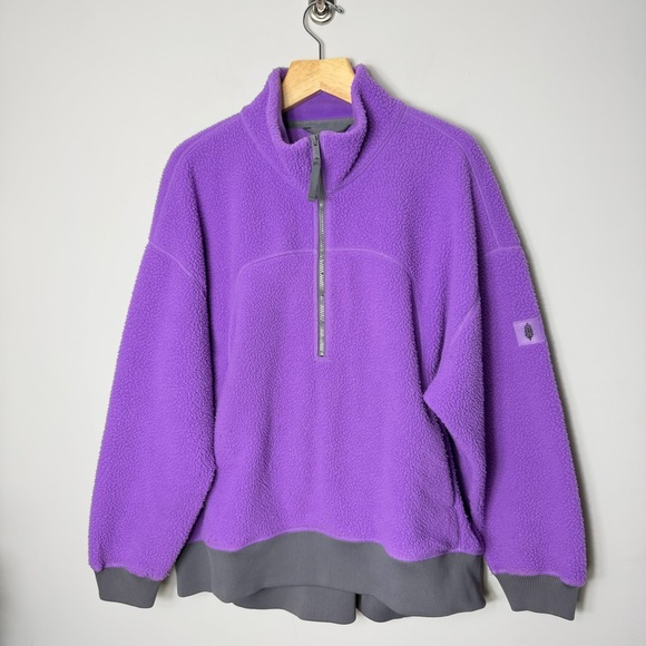 Free People FP Movement Hit the Slopes Fleece Quarter Zip Pullover Jacket XL *A - Picture 3 of 10